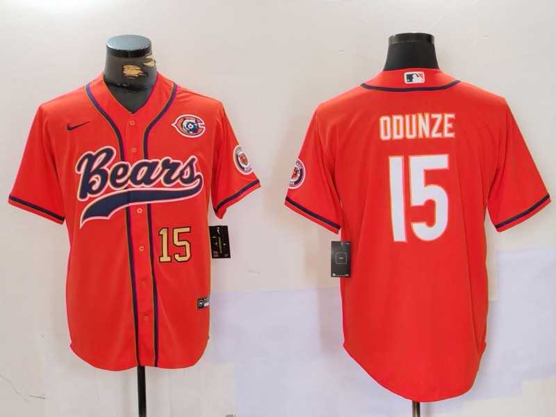 Men%27s Chicago Bears #15 Rome Odunze Orange Throwback With Patch Cool Base Stitched Baseball Jerseys->chicago bears->NFL Jersey